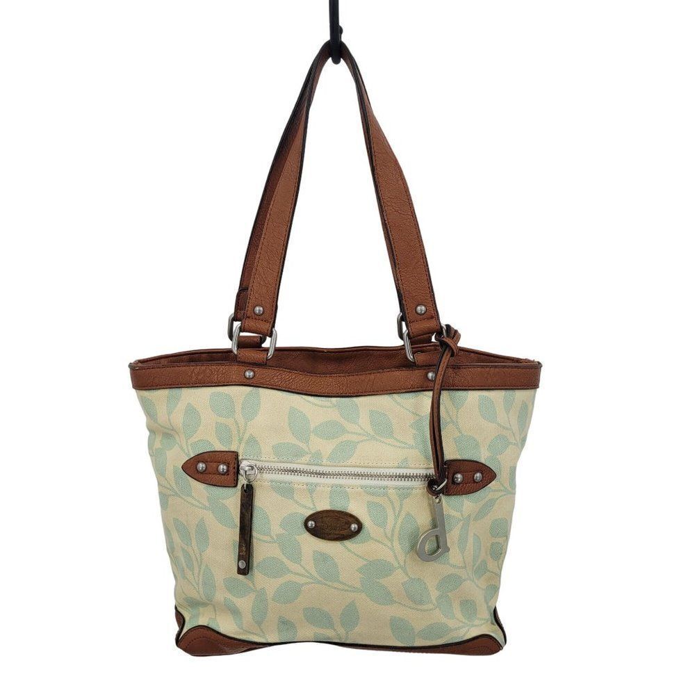 Born Concepts b.o.c. Vegan Pastel Yellow Canvas Bucket Bag Pistachio Leaf Boho‎